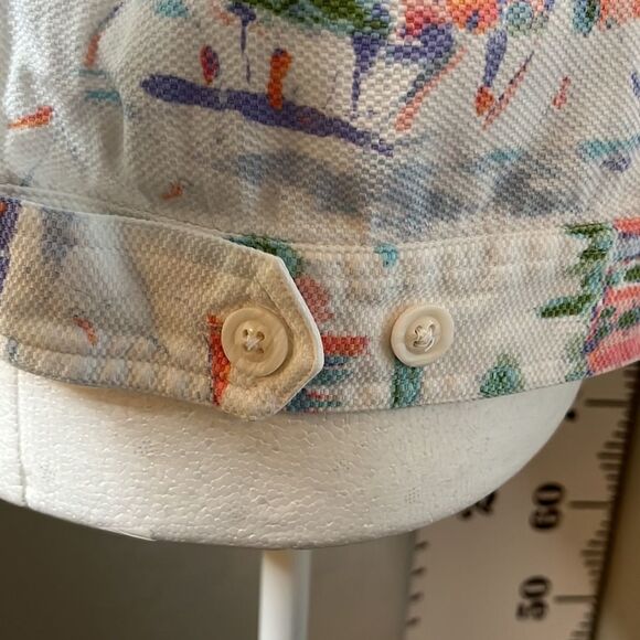 CHRISTOPHER & Banks cotton jacket white w/ beach motif chest pockets SZ S - Picture 6 of 14